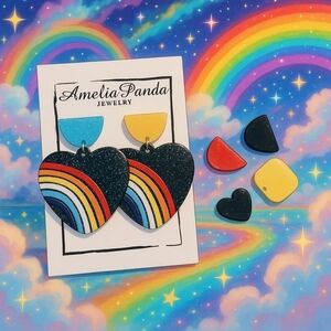 Jewelry Rainbow Heart Earrings